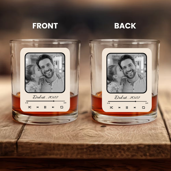 Dad Est Photo Whiskey Glas - Personalized Whiskey Glass - Funny Gift For Dad