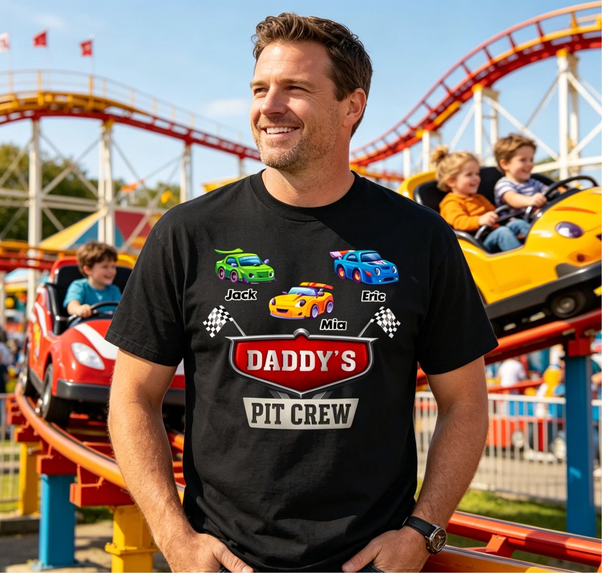 Daddy's Pit Crew Personalized Shirt- Funny Father's Day Gift For Dad, Husband