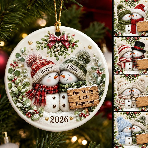 Personalized Couple Snowman First Christmas Ornament