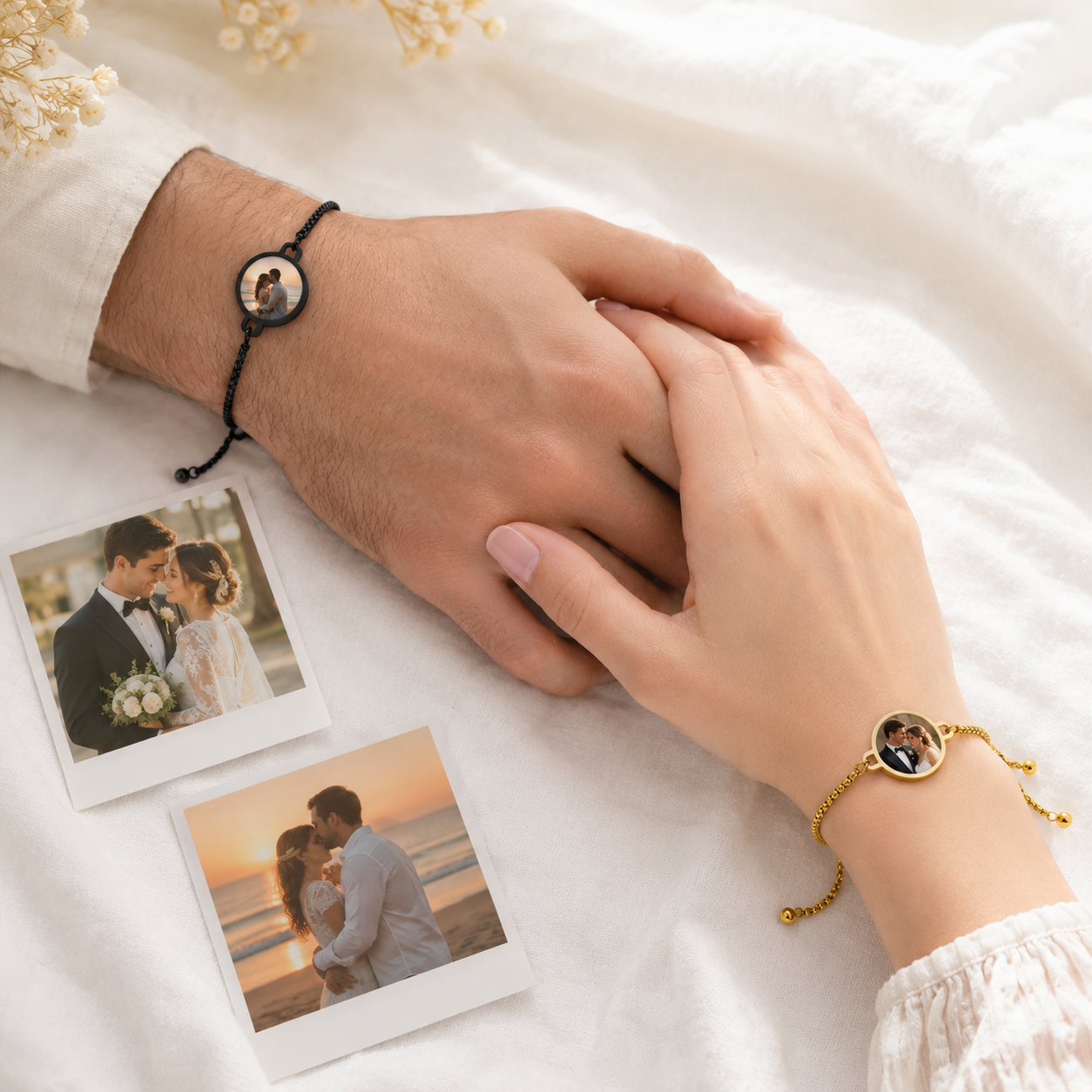 Personalized Heat-Activated Hidden Photo Adjustable Bracelet with Engraved Text Memorable Birthday Anniversary Gift for Women Men