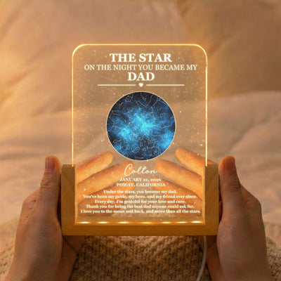 Father's Day Gifts, The Star On The Night You Became Our Dad - Custom Star Map - Personalized Night Light