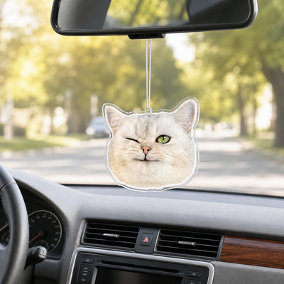 Personalized Father's Day Acrylic Car Hanger with Photo – Custom Double-Sided Die-Cut Car Mirror Ornament for Dad