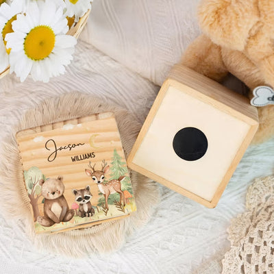 Personalized Cartoon Forest Animal Wooden Money Box Piggy Bank with Name Birthday Children's Day Gift for Boys Girls Kids