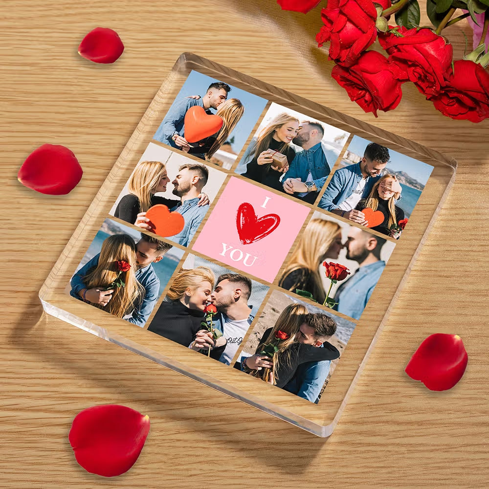 I Love You in Each Moment - Personalized 8 Photos Collage Square Acrylic Plaque Valentine's Day Anniversary Gift
