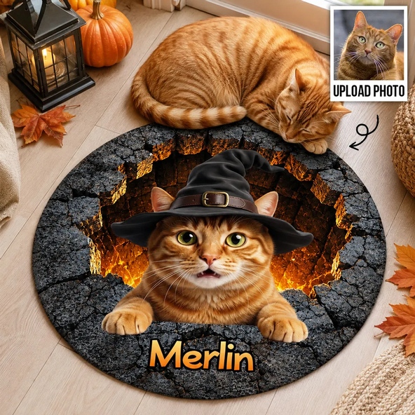 Trending Cute Dog Cat Personalized Doormat, Halloween Gift for Dog Mom & Cat Momman Vintage Red Truck Cabin Wreath Pattern, Indoor Holiday Home Decor Gift For Family, Christmas Enthusiasts