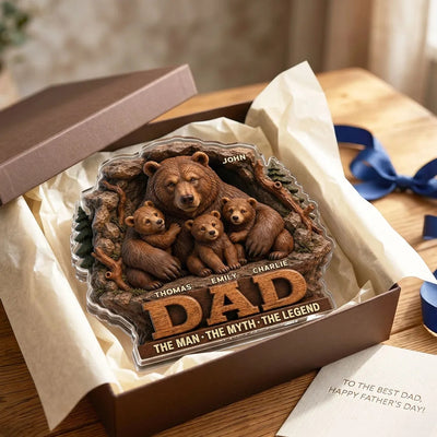Bear Dad The Man The Myth The Legend - Personalized Acrylic Block Plaque - Cool Father's Day Gift For Dad