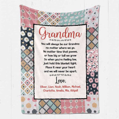 Grandma Floral Pattern Personalized Fleece Blanket