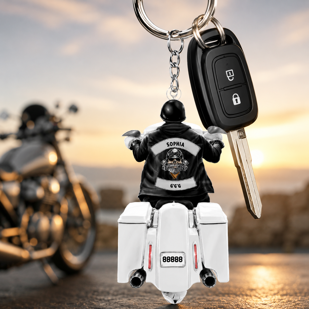 Biker Motorcycle Racing Personalized Keychain