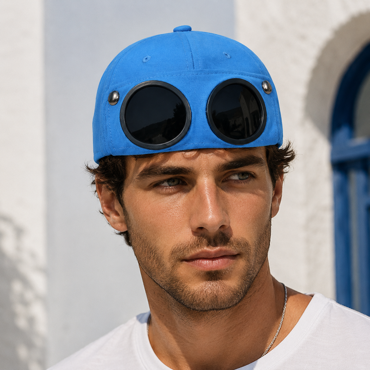 Custom Name Pilot Goggles Cap – Personalized Retro Aviator Hat for Outdoor Adventure, Gift for Men & Aviation Lovers