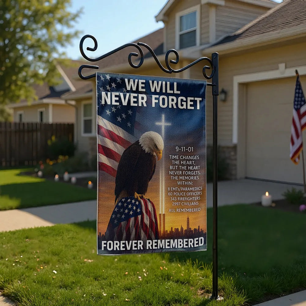 9/11 Never Forget Garden Flag, Patriot Decor, Prayer Flags, Patriotic Flags, USA Flag