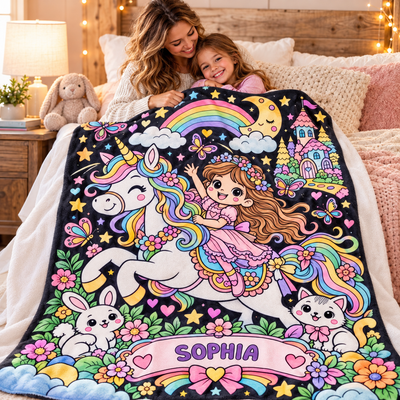 Personalized Coloring Blanket, Custom Name Doodle Blanket with 24 Fabric Markers, Christmas & Birthday Gift for Kids