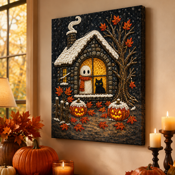 3D Pearl Art DIY Kit – Personalized Name Halloween Canvas Wall Decor for Spooky Decor & Gifts for Kids and DIY Lovers