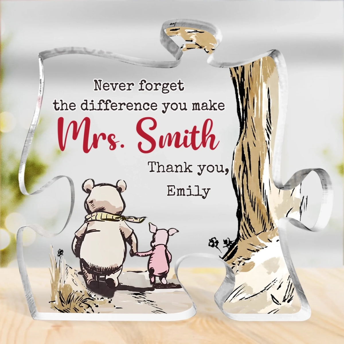 Custom Puzzle Shaped Acrylic Plaque - Personalized Graduation Gifts For Teachers - You Helped Me Grow
